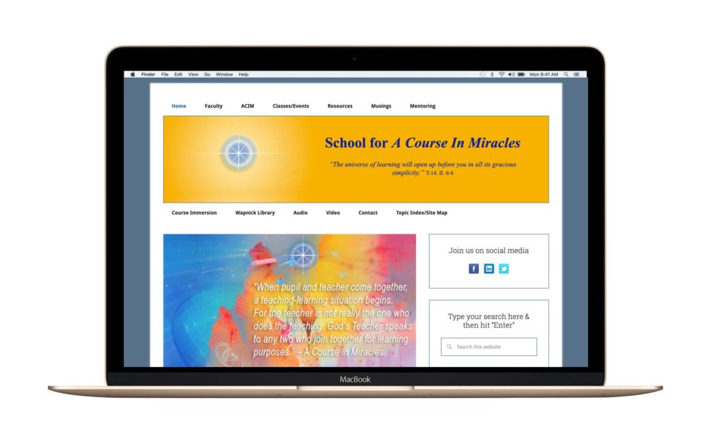 Intent Design Studio website project: School for A Course In Miracles