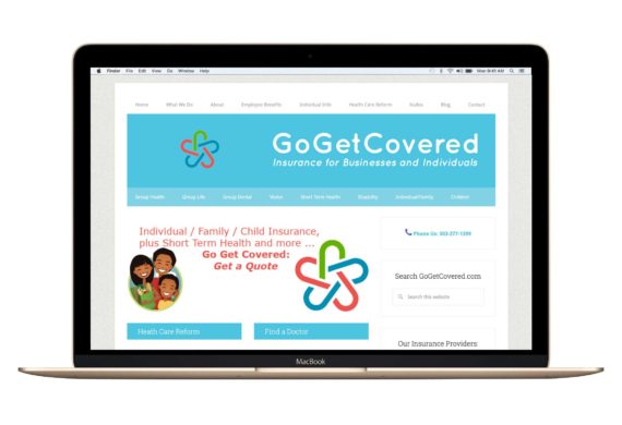 laptop website simulation: Go Get Covered- website design and built by Intent Design Studio