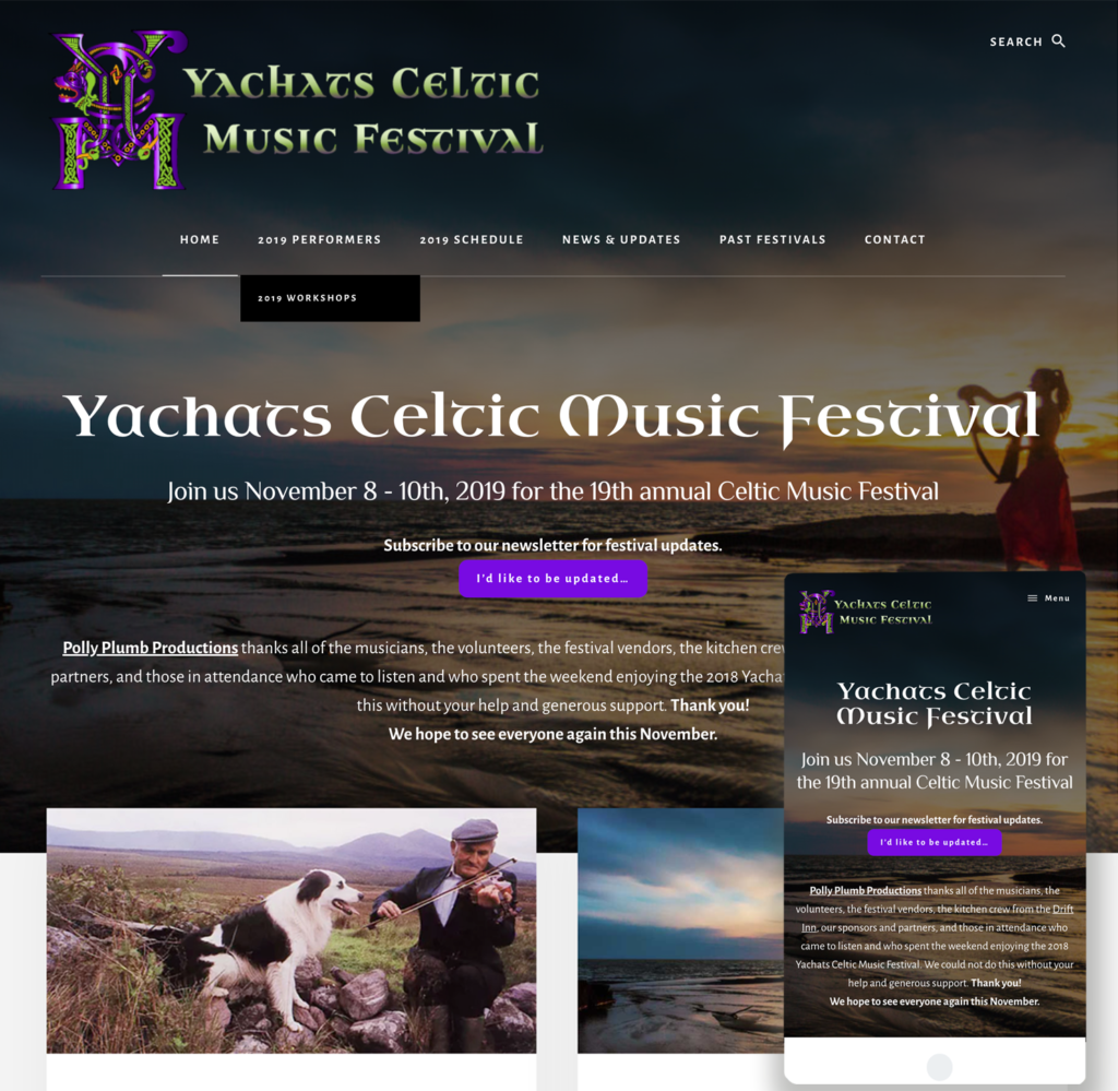 Yachats Celtic Music Festival-EssencePro - website design by Intent Design Studio