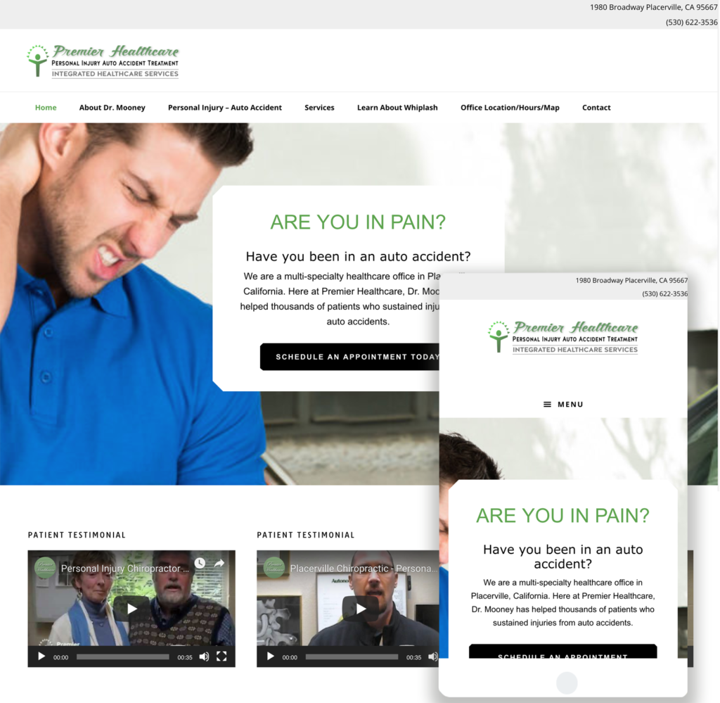 WellnessPro Used for Personal Injury Healthcare Site - website design by Intent Design Studio