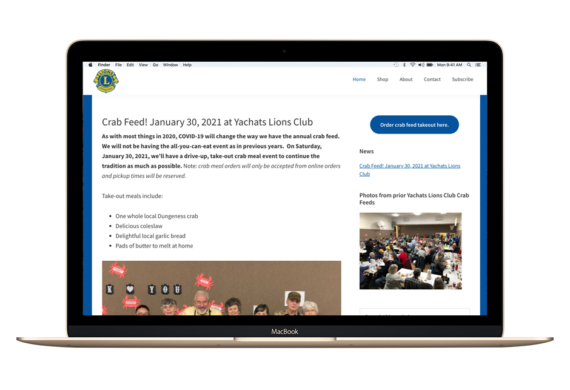 Yachats Lions Club - website design by Intent Design Studio