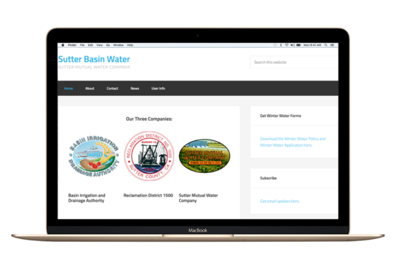 Sutter Basin Water - website design by Intent Design Studio