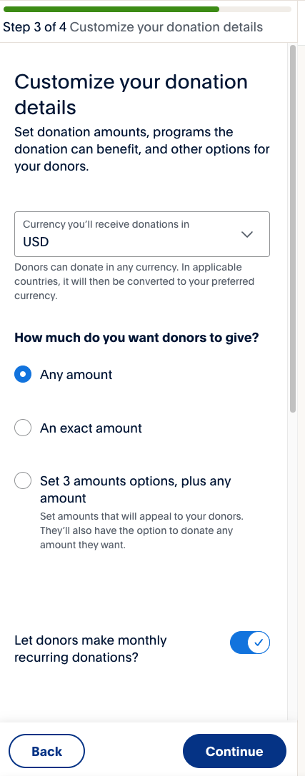 Paypal account: Customize Donation